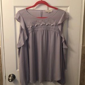 LOFT Cold-Shoulder Appliqué Blouse